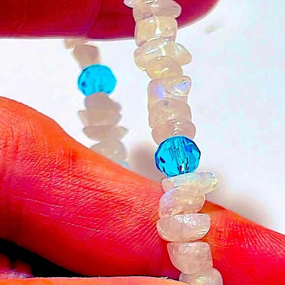 ➡️BOGO!!⬅️ Rainbow Moonstone, Blue Howlite, Swarovski Crystal & Charm Bracelet - Picture 12 of 16